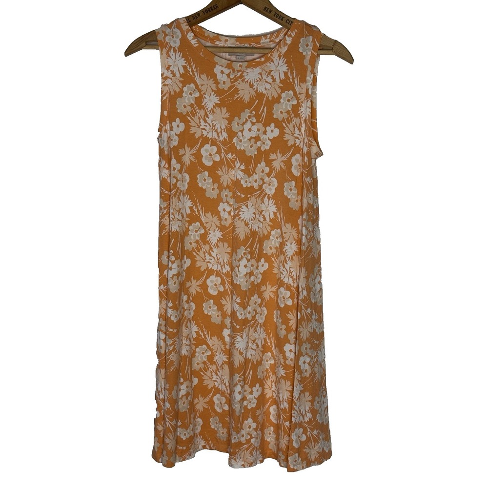 LOFT Outlet Dress XS Orange Floral Sleeveless A-Line Casual